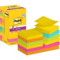 Post-it Super Sticky Z-Notes Haftnotizen R330-SSCARN-P8+4 76 x 76 mm 90 Blatt pro Block Blau, Gelb, Grün, Orange, Rosa 12 Stück (8 + 4 Gratis)