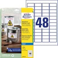 AVERY Zweckform J4778-10 Wasserfeste Folienetiketten DIN A4 Weiß 45,7 x 21,2 mm 10 Stück