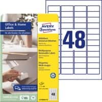 AVERY Zweckform Ablösbare Universaletiketten L4736REV-10 Selbsthaftend DIN A4 Weiß 4,57 x 32,7 x 2,12 cm 10 Blatt à 48 Etiketten