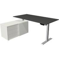 Kerkmann Move 1 L-Förmig Elektronisch Höhenverstellbarer Sitz-Stehschreibtisch Melamin, Stahl Silber 1650 x 1350 x 1230 mm