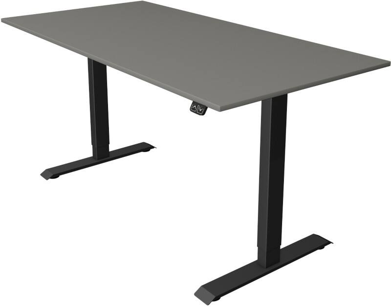 Kerkmann Move 1 Sitz-Stehschreibtisch Rechteckig Graphit T-Fuß 1.600 (B) x 800 (T) x 1.230 (H) mm Melamin, Stahl