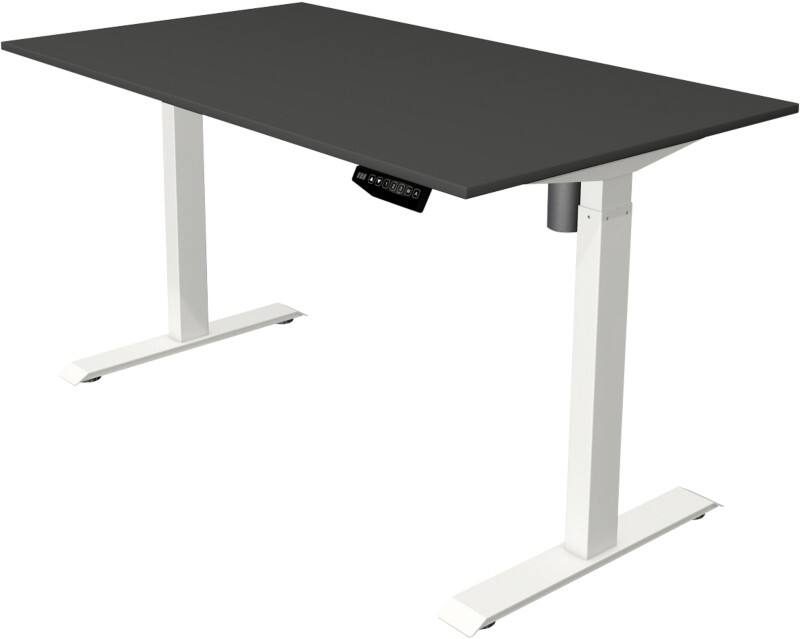 Kerkmann Move 1 Sitz-Stehschreibtisch Rechteckig Anthrazit T-Fuß 1.400 (B) x 800 (T) x 1.230 (H) mm Melamin, Stahl