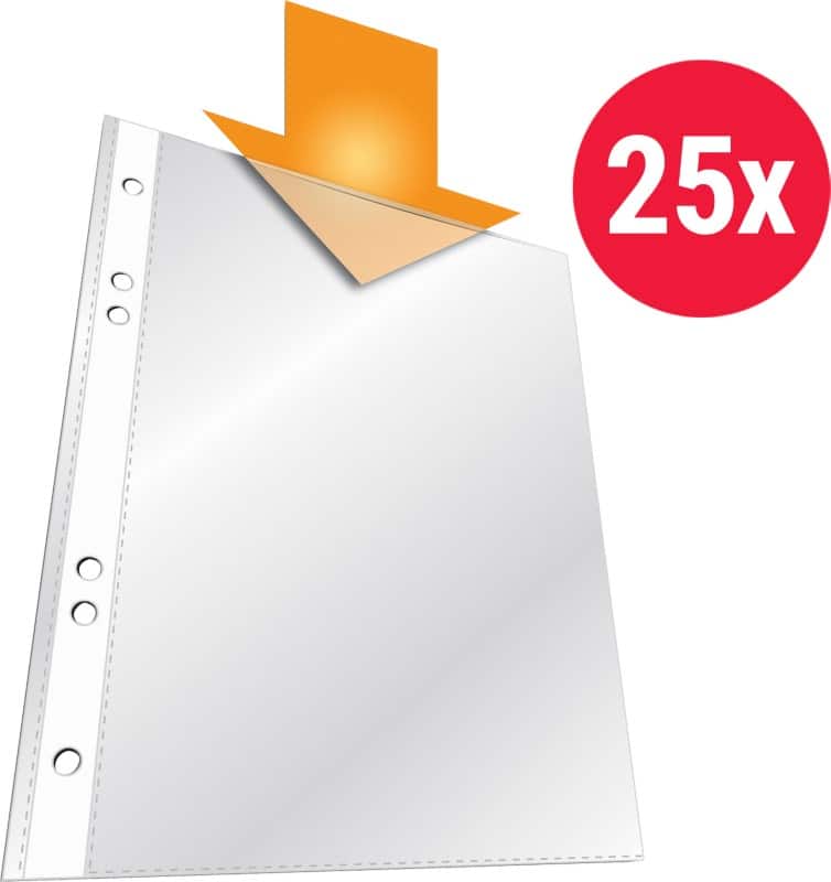DURABLE Business Prospekthüllen  DIN A5 Genarbt Transparent 60 Mikron PP (Polypropylen) Öffnung oben 6 Löcher 2650 25 Stück