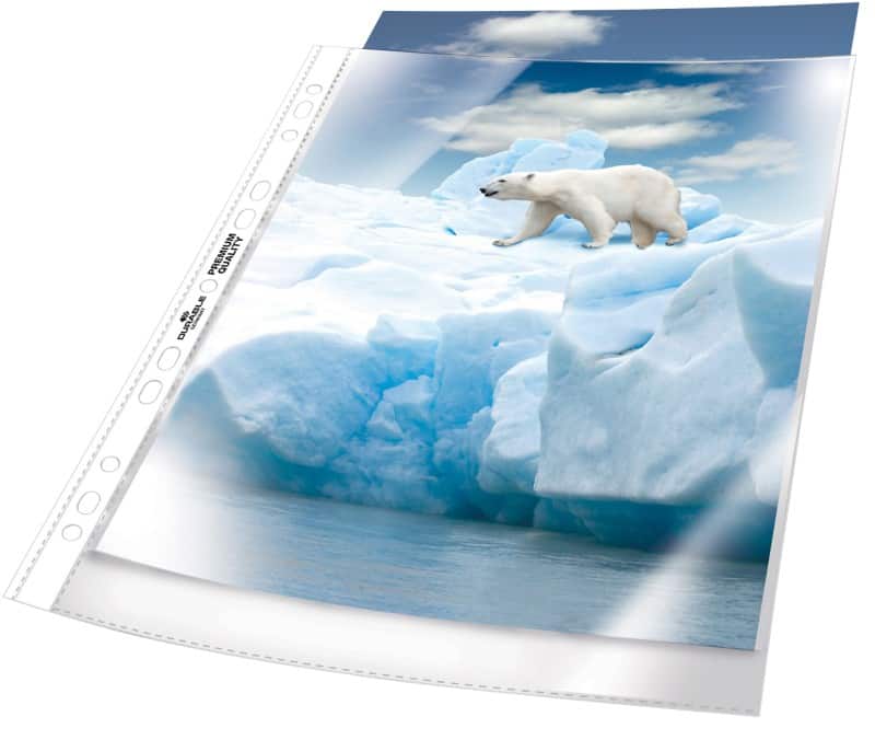 DURABLE Premium Prospekthüllen  DIN A4 Genarbt Transparent 80 Mikron PP (Polypropylen) Öffnung oben 11 Löcher 2682 50 Stück