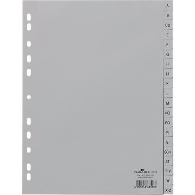 DURABLE A - Z Register DIN A4 Grau Grau 20-teilig Polypropylen 11 Löcher 6510