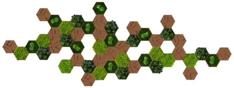 best of GREEN Dekorative Wandfliesen Kork Sechseckig 50 Stück Grün, Braun