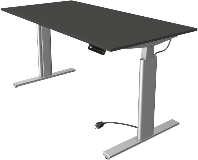 Kerkmann Move 3 Tube Sitz-Stehschreibtisch Rechteckig Anthrazit T-Fuß 1.600 (B) x 800 (T) x 1.200 (H) mm