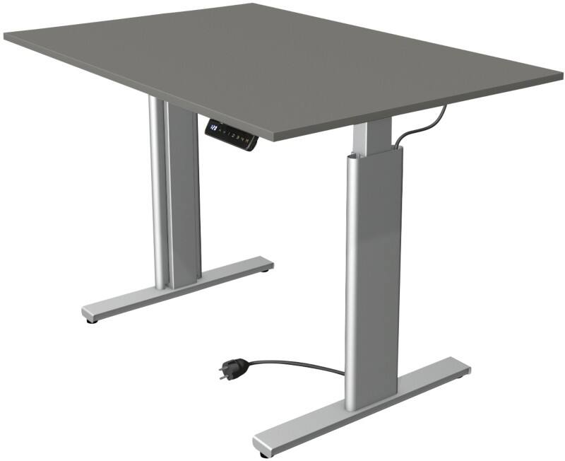 Kerkmann Move 3 Tube Sitz-Stehschreibtisch Rechteckig Graphit T-Fuß 1.200 (B) x 800 (T) x 1.200 (H) mm