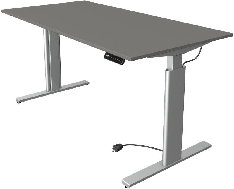 Kerkmann Move 3 Tube Sitz-Stehschreibtisch Rechteckig Graphit T-Fuß 1.600 (B) x 800 (T) x 1.200 (H) mm
