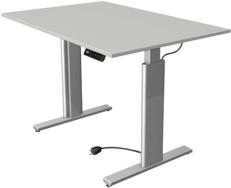 Kerkmann Move 3 Tube Sitz-Stehschreibtisch Rechteckig Hellgrau T-Fuß 1.200 (B) x 800 (T) x 1.200 (H) mm