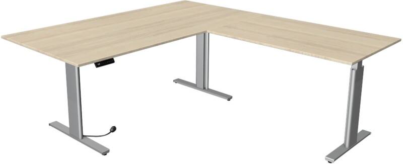 Kerkmann Move 3 Tube Sitz-Stehschreibtisch L-förmig Ahorn T-Fuß 2.000 (B) x 2.200 (T) x 1.200 (H) mm