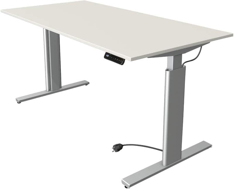 Kerkmann Move 3 Tube Sitz-Stehschreibtisch Rechteckig Weiß T-Fuß 1.600 (B) x 800 (T) x 1.200 (H) mm