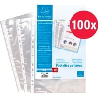 Exacompta Klarsichthüllen  DIN A4 Glasklar Transparent 60 Mikron PP (Polypropylen) Öffnung oben 5200E 100 Stück