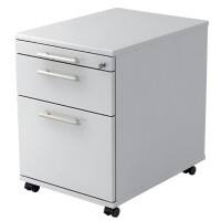 Hammerbacher Rollcontainer VAC20/W/W/RED 2 Schubladen 428 x 580 x 590 mm Mit Aufbau