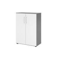 Hammerbacher Schrank Spanplatte 2 Fachböden abschließbar  Graphit, Weiß