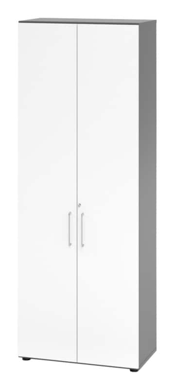 Hammerbacher Schrank Spanplatte 5 Fachböden abschließbar  Graphit, Weiß