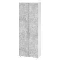 Hammerbacher Schrank Spanplatte 5 Fachböden abschließbar  Beton Weiß