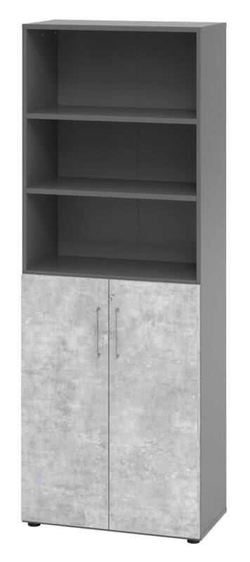 Hammerbacher Spanplatte Schrank 5 Fachböden  Graphit Beton