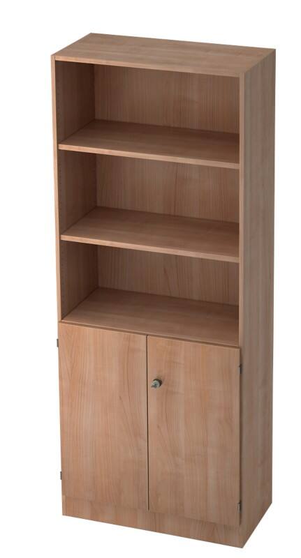 Hammerbacher Schrank Melamin 5 Fachböden abschließbar 800 x 420 x 2.004 mm Walnuss Braun