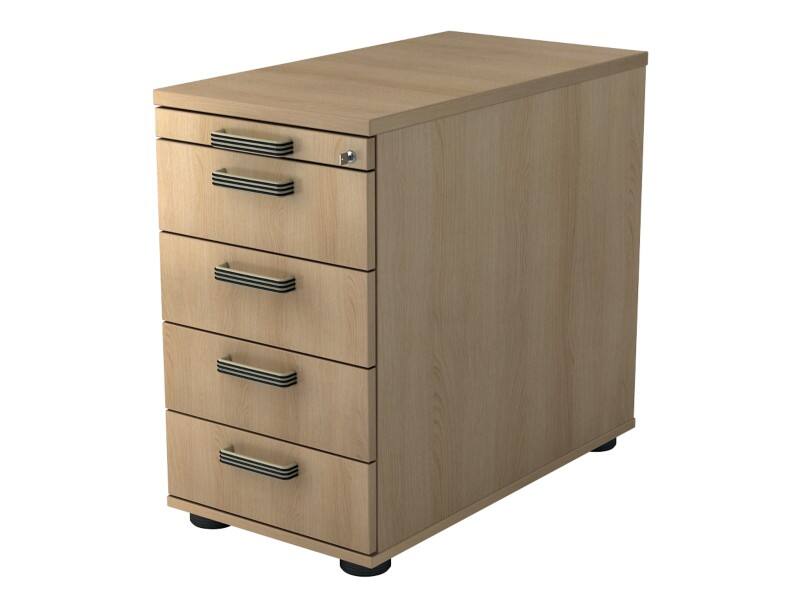 Hammerbacher Standcontainer 4 Schubladen 428 x 800 x 760 x 720-760 mm Eiche Mit Aufbau