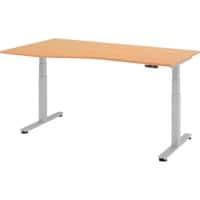 Hammerbacher Sitz-Stehschreibtisch VXDSM19/6/SDE Braun 1.800 x 800 x 635 x 63.5-128,5 mm Mit Aufbau