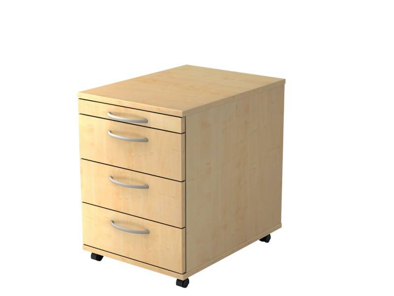 Hammerbacher Rollcontainer 4 Schübe 428 x 580 x 590 mm Ahorn