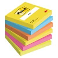 Post-it Sticky Notes Quadratisch 76 x 76 mm Mehrfarbig 654-TFEN 6 Stück à 100 Blatt