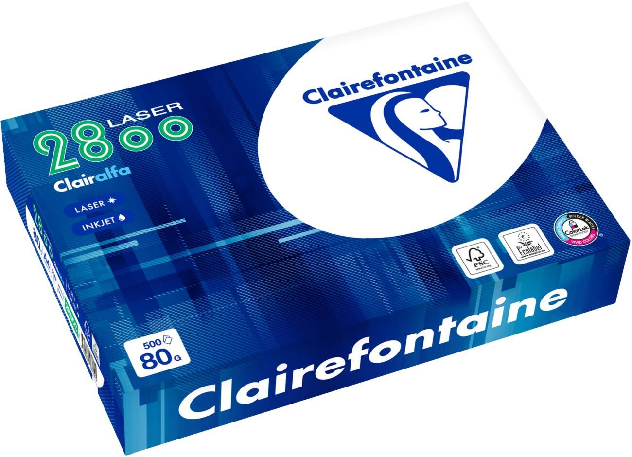 Clairefontaine Clairalfa  DIN A4 Druckerpapier 80 g/m² Glatt Weiß 170 CIE 500 Blatt