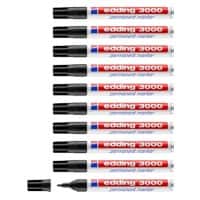 edding 3000 Permanentmarker Mittel Rundspitze 3 mm Schwarz Nachfüllbar 10 Stück