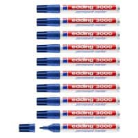 edding 3000 Permanentmarker Mittel Rundspitze 3 mm Blau Nachfüllbar 10 Stück