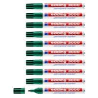 edding 3000 Permanentmarker Mittel Rundspitze 3 mm Grün Nachfüllbar 10 Stück