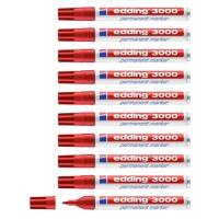 edding 3000 Permanentmarker Mittel Rundspitze 3 mm Rot Nachfüllbar 10 Stück
