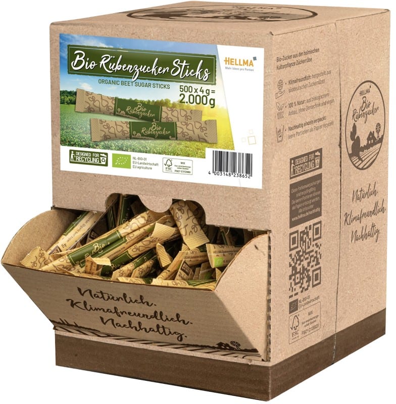 Hellma Bio Rübenzucker-Sticks 500 Stück à 4 g