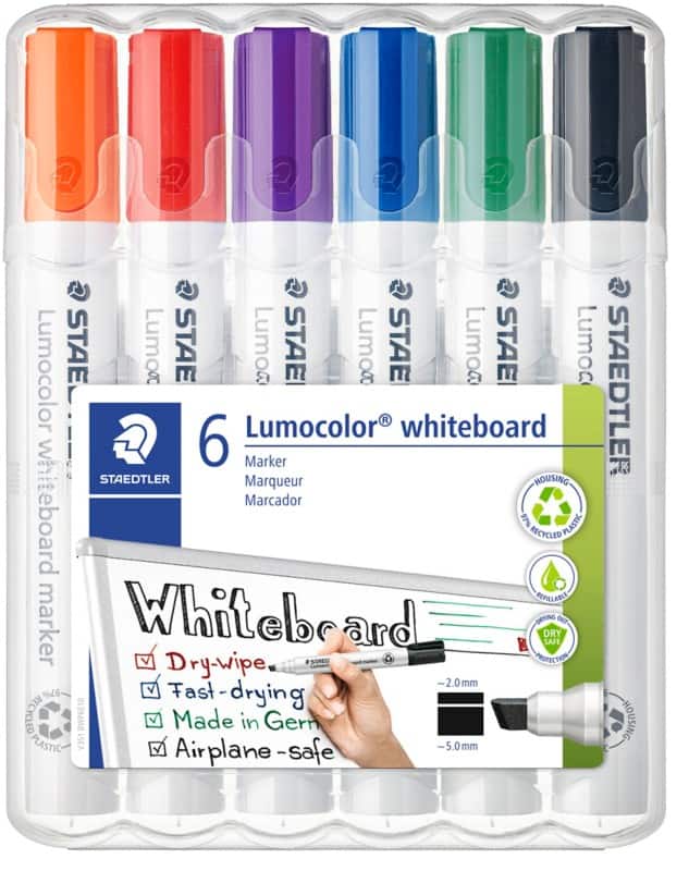 STAEDTLER Lumocolor Whiteboard Marker Farbig sortiert Keilspitze 5 mm 6 Stück