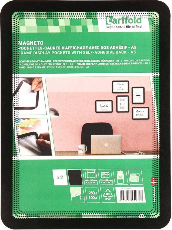 Djois Magneto DIN A5 Inforahmen Magnetisch Schwarz Haftend PP, PVC 194977 16,8 (B) x 0,2 (T) x 23 (H) cm 2 Stück
