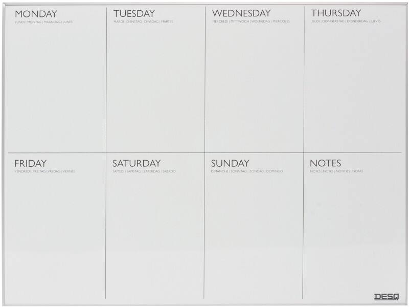 DESQ Wochenplaner Magnetisch Wandmontage 6 (B) x 4,5 (H) cm Metall Weiß