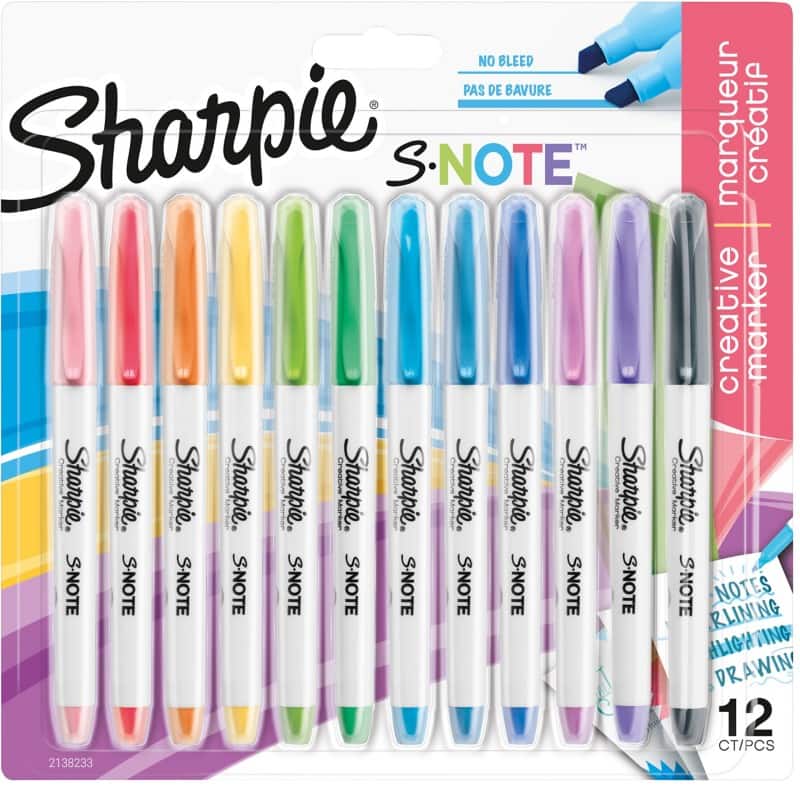 Sharpie S-Note 2138233 Textmarker Farbig sortiert  Keilspitze  -   12 Stück