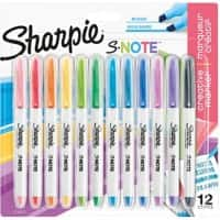 Sharpie S-Note 2138233 Textmarker Farbig sortiert Keilspitze 12 Stück