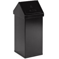 DutchDesign Carro-Swing Abfalleimer mit Schwingdeckel 55 L Schwarz Aluminium