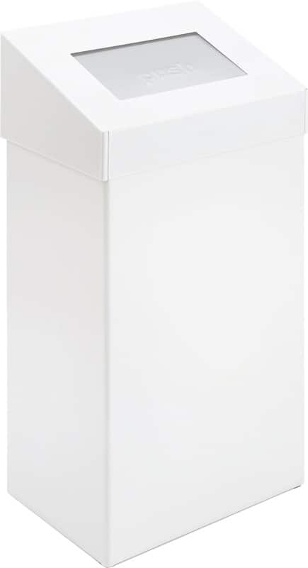 DutchDesign Push-Mülleimer mit Druckdeckel Pulverbeschichtetes Aluminium 50 L 38 (B) x 25 (T) x 68 (H) cm Weiß