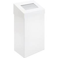 DutchDesign Push-Mülleimer mit Druckdeckel Pulverbeschichtetes Aluminium 50 L 38 (B) x 25 (T) x 68 (H) cm Weiß