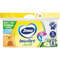 Zewa Bewährt Toilettenpapier 3-lagig Kamille Weiß 8 Rollen à 150 Blatt