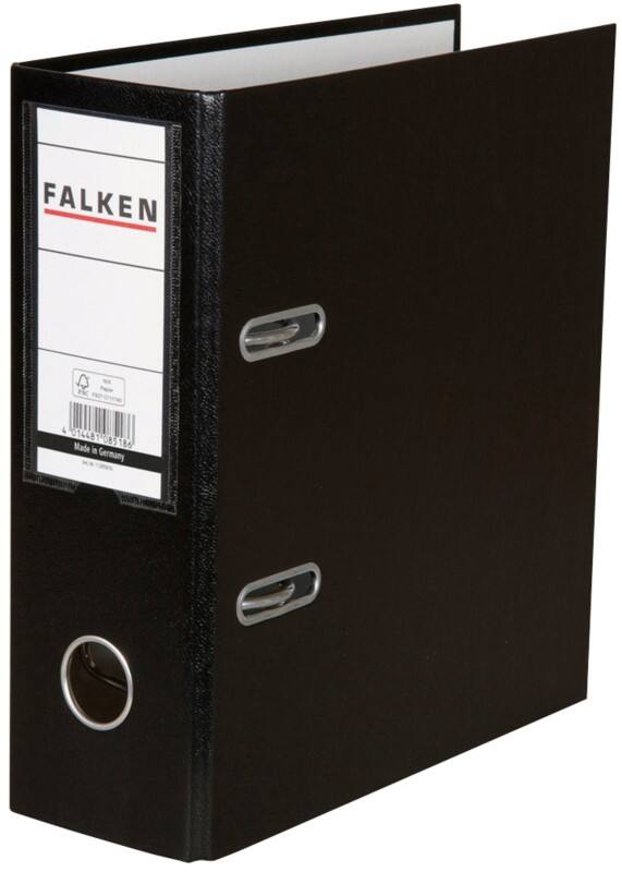 Falken Ordner Breit DIN A5 80 mm Schwarz 11285616 Kunststoff Hochformat