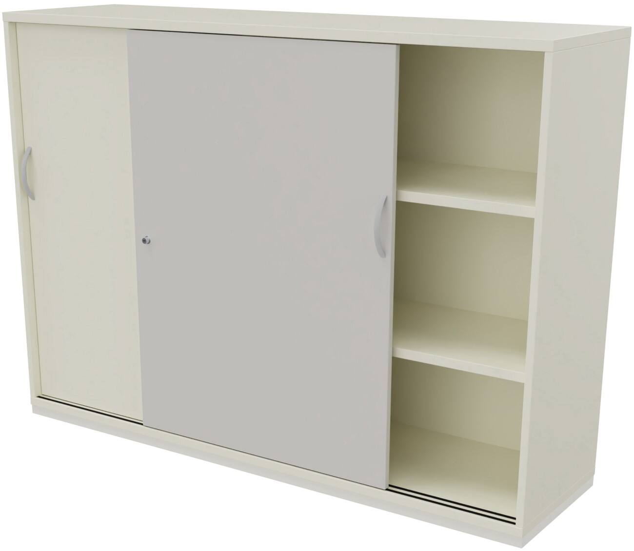 OKA BaseLine Schiebetürenschrank 1.600 x 450 x 1.133 mm Perlweiß, Hellgrau