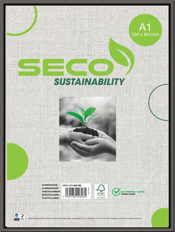 Seco DIN A1 Bilderrahmen ALA1-BK 60,4 (B) x 2,1 (T) x 85 (H) cm ALA1-BK