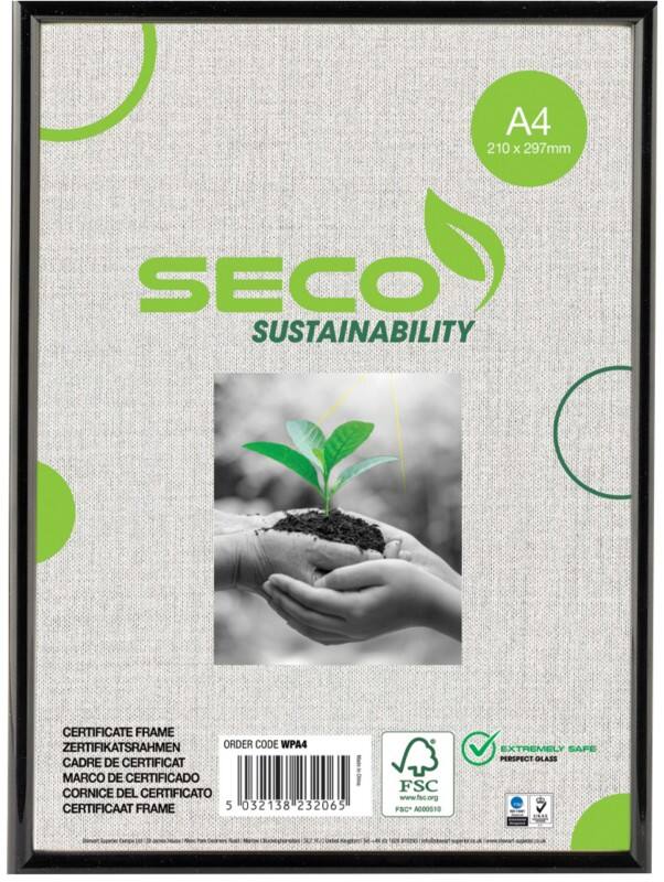 Seco DIN A4 Bilderrahmen Hängend Schwarz Holz WPA4 21 (B) x 29,7 (H) cm WPA4
