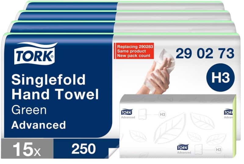 Tork Advanced  Papierhandtücher H3 V-falz (zick-zack) Grün 2-lagig 290273 15 Stück à 250 Blatt