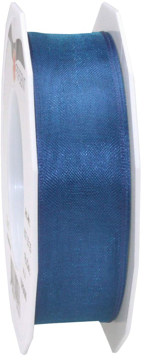 PRAESENT Organza 6072525-414 Royalblau  25 mm x 25 m 2 Stück