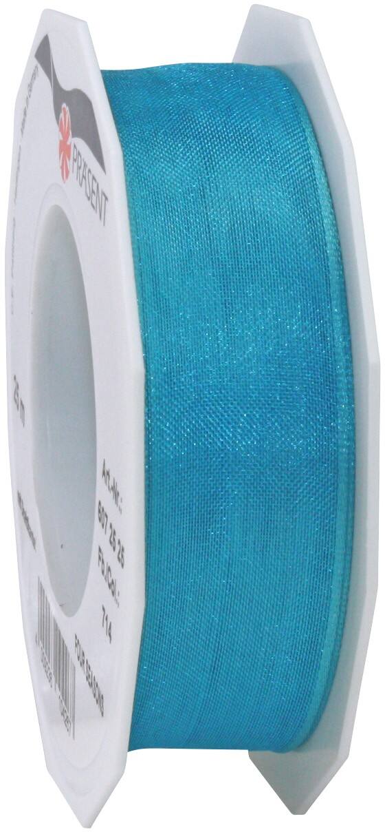 PRAESENT Organza 6072525-714 Karibikblau  25 mm x 25 m 2 Stück