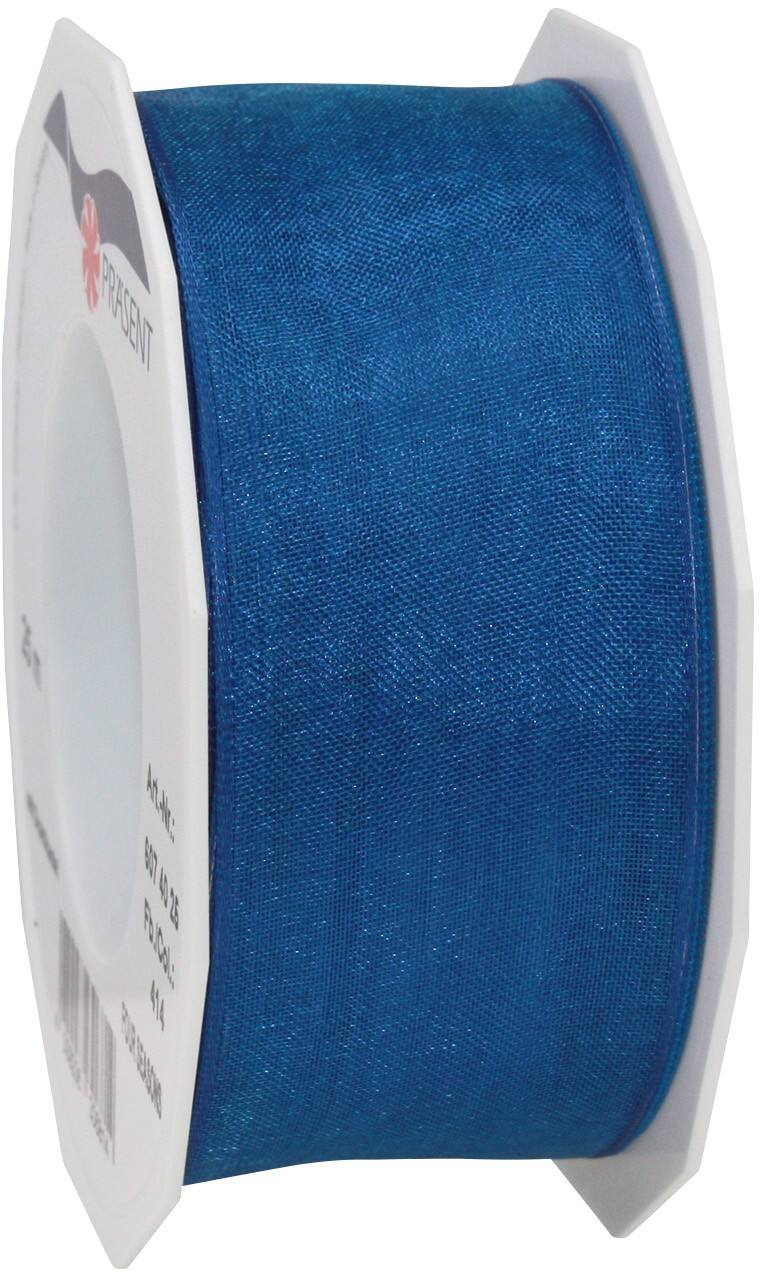 PRAESENT Organza 6074025-414  Royalblau  40 mm x 25 m 2 Stück